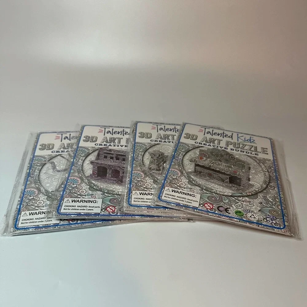 Talented Kidz 3-D Art Puzzles (4) Color and Build